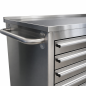 Preview: RETTER Edelstahl RS6 Werkstattwagen XXL 194 cm - Fahrbare Werkbank mit 14 Schubladen und Schrankfach 1940 x 515 x 1045 mm