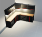 Preview: Ansicht mit eingeschalteter LED-Beleuchtung der RETTER Premium Werkstatteinrichtung RT-P17H23 mit Holzarbeitsplatte – 3D-Darstellung