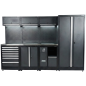 Preview: RETTER Werkstatteinrichtung RTX-0900 16-tlg Schranksystem 0,8 mm Stahl mit LED-Beleuchtung und Edelstahlarbeitsplatte 2955 x 525 x 1990 mm