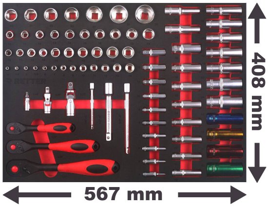RETTER RTN-1341C Einlage / Socket 80 Teile Carbon Edition