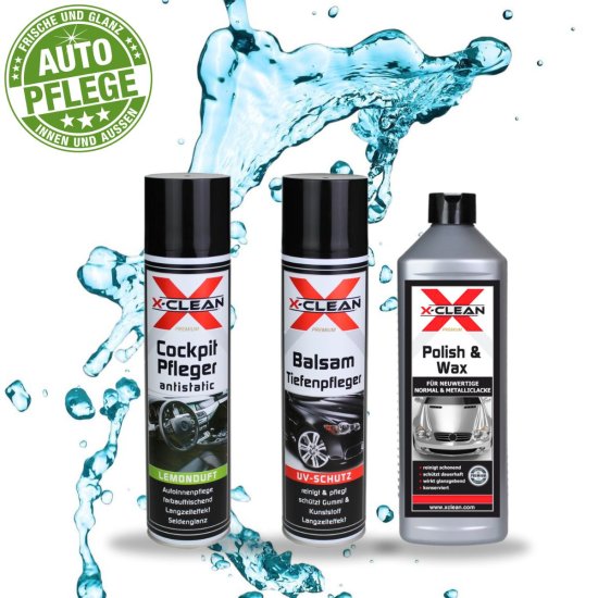 Auto Polish & Wax und Lackpflege SET 3-tlg. | Autoreinigung - X-CLEAN | Pflegeset - APX-3