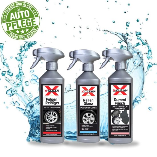 Auto-Räder und Gummimatten-Innenraumreinigungsset, 3-teilig | Autoreinigung - X-CLEAN | Pflegeset - APX-4