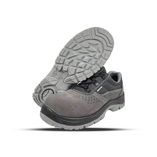 Preview: WARTER QUALIFY Sicherheitsschuh S1P – Stahlkappe, Stahlsohle & antistatisch – PU/PU Laufsohle, Veloursleder