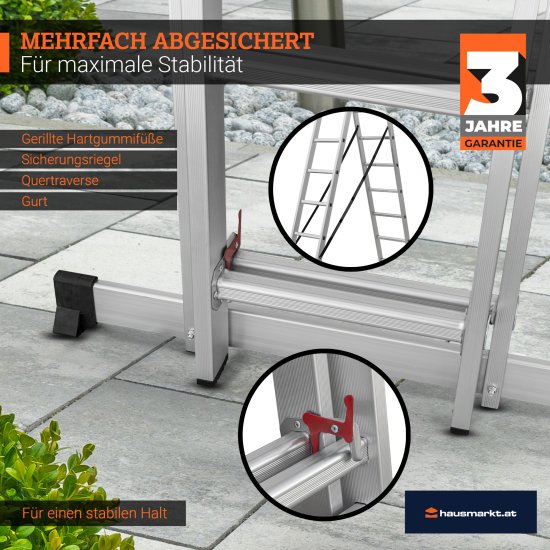 Schiebe-Teleskopleiter 2 x 11 Stufen – Arbeitshöhe 6,50 m – 150 kg belastbar – HAUSMARKT