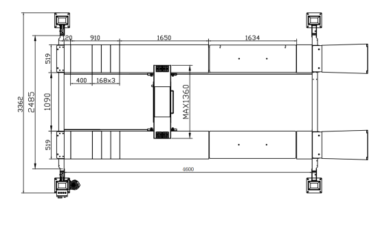 Preview: 4 Säulen Hebebühne 4.000 kg - Inklusive Achsfreiheber RT-4P4000J