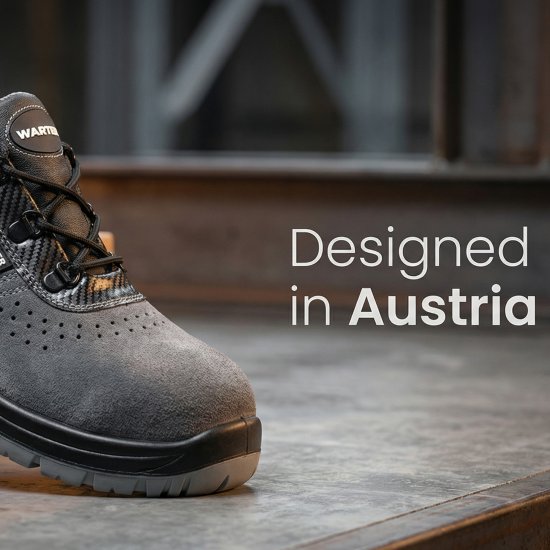 WARTER QUALIFY Sicherheitsschuh S1P – Stahlkappe, Stahlsohle & antistatisch – PU/PU Laufsohle, Veloursleder