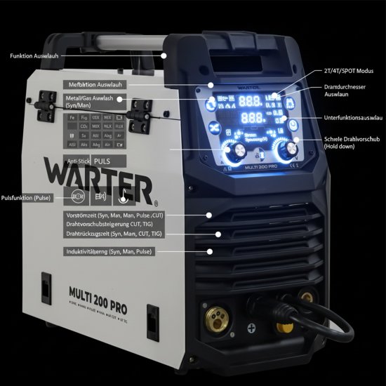 WARTER MULTI-200 PRO Kombigerät 6-in-1 Schweißgerät & Plasmaschneider