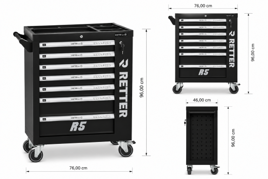Preview: Werkzeugwagen R5 mit Werkzeug 7 Schubladen