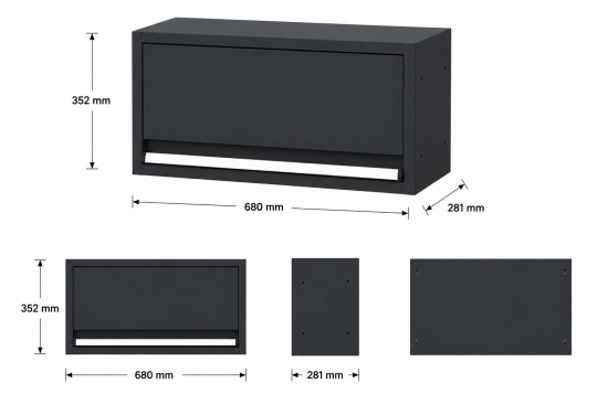 Preview: 1-türiger Oberschrank Modul für Schranksystem RTX5000 - 680 x 281 x 352 mm | RETTER RTX-5000