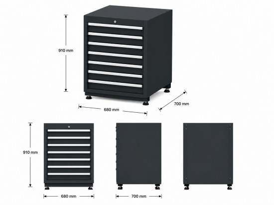 Preview: 6-Schubladen Schrank Modul für Schranksystem RTX5000 - 680 x 700 x 910 mm | RETTER RTX-5000