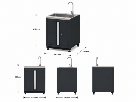 Preview: Spülen-Unterschrank RTX5000 – 680 × 700 × 910 mm | RETTER RTX-5000