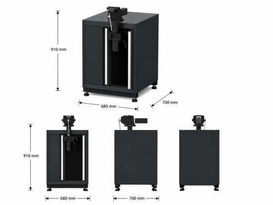 Preview: Werkbank-Unterbauschrank mit Schraubstock und Höhenverstellgerät (abklappbar) RTX5000 – 680 × 700 × 910 mm | RTX-5000