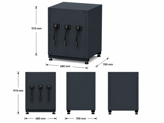 Preview: Schlauchaufroller-Unterschrank 3-in-1 Luft / Elektrik / Wasser – 680 × 700 × 910 mm | RETTER RTX-5000