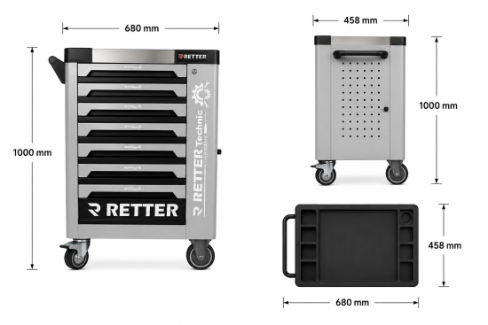 Preview: RETTER R8 Werkzeugwagen /Carbon Edition Leer