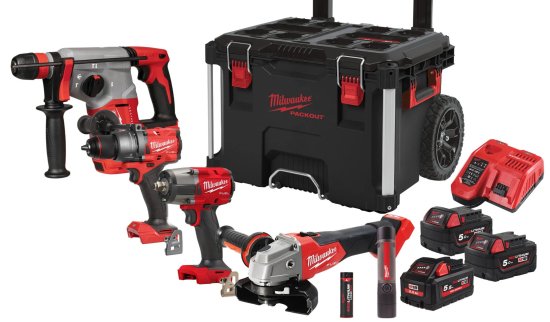 Milwaukee M18 Akku-Maschinen-Set FPP4D-555T - 4 Maschinen + LED Arbeitsleuchte