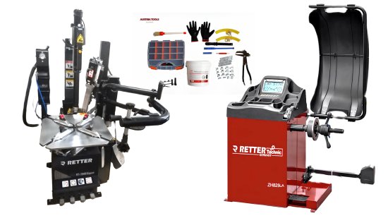Reifenmontage Profi SET - Reifenmontiermaschine 706D Expert & Wuchtmaschine inkl. Reifen Montage Paste Set
