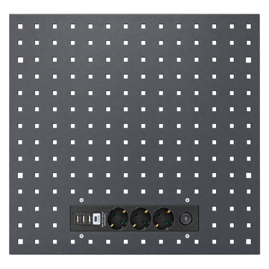 RETTER Lochwand mit Steckdosenleiste & USB - USB C - Anschlüssen – Werkstatt Lochblech mit 3 Steckdosen