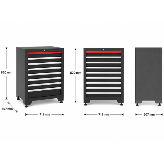 8‐Schubladen Schrank Modul für Schranksystem - 711 x 507 x 820 mm | RETTER - RT01Y8002