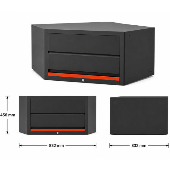 1‐türiger Eckwandschrank Modul für Schranksystem - 832 x 832 x 456 mm | RETTER - RT01Y8006