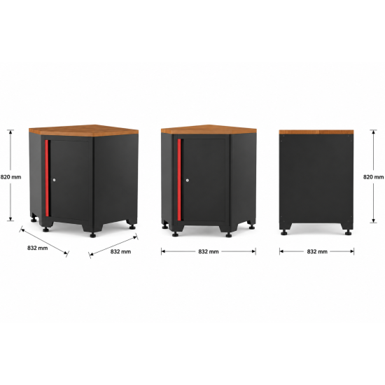 1‐türiger Eckbodenschrank Modul für Schranksystem - 832 x 832 x 820mm | RETTER - RT01Y8007