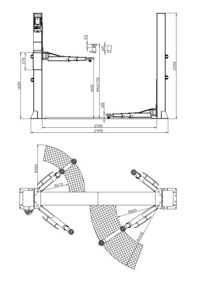 RETTER L24BE 2 Säulen Hebebühne 4,2 t - Profi-Line | Version kurz 2520 mm