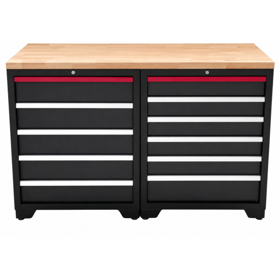 RETTER Werkstatt-Schrankkombination 1422 x 507 x 958 mm mit Massivholz-Arbeitsplatte RTP3H14