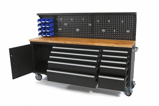 Werkzeugwagen - Werkbank - 214 cm - 180 Kg - 10 Schubladen