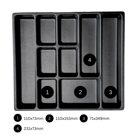 Schubladenunterteilung 9 Fächer für Werkstattwagen | Kunststoff schwarz