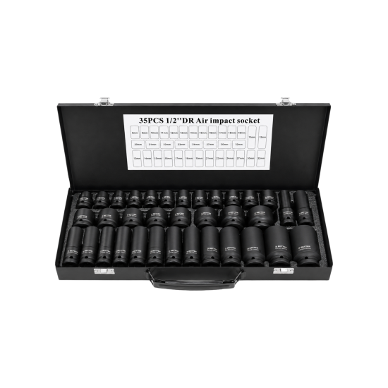 35 tlg. 1/2' Schlagschrauber Nüsse Set, 8-32 mm | Cr-Mo Sechskant - RT-E1498