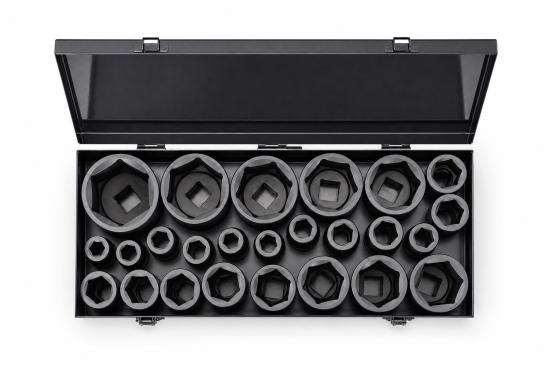 RETTER Sechskant-Steckschlüsselsatz 1 Zoll 17–75 mm 25-teilig im Metallkoffer RT-H11LE785