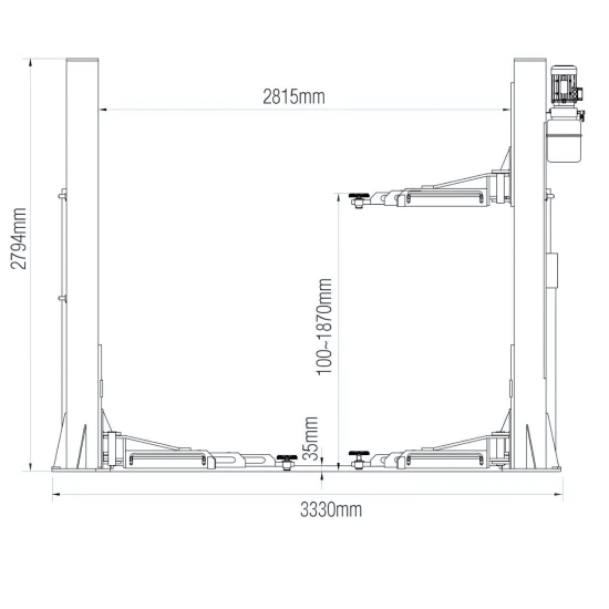 Preview: WARTER Zwei-Säulen-Hebebühne Profi JBL510 – 4,5 t automatische Entriegelung