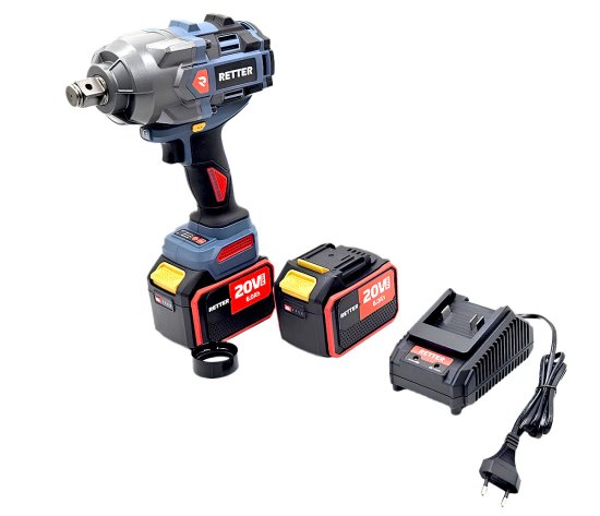 RETTER Profi Akku-Schlagschrauber 20V bürstenloser Motor 1500 Nm - inkl. 2x 6.0 Ah Akkus und Schnelladegerät | RT20-W1500M 602