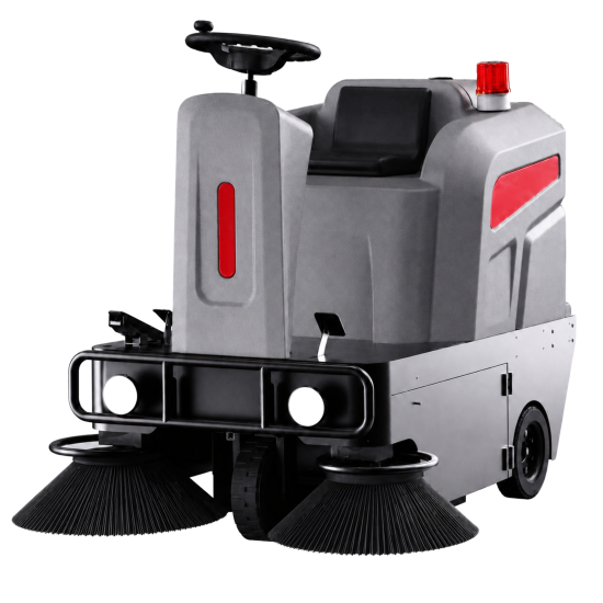 Aufsitz-Kehrmaschine 1250 mm – Akku-Kehrmaschine 2,2 kW mit 80 l Kehrgutbehälter und Sprühsystem