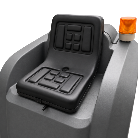 Aufsitz-Kehrmaschine 1250 mm – Akku-Kehrmaschine 2,2 kW mit 80 l Kehrgutbehälter und Sprühsystem