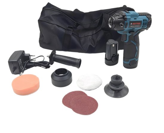 12V Akku-Poliermaschine 75mm | 2-Gang-Getriebe | RETTER Cordless Polisher ATA-P01B2117 Rotationspolierer inkl. Polierpads und Zubehör