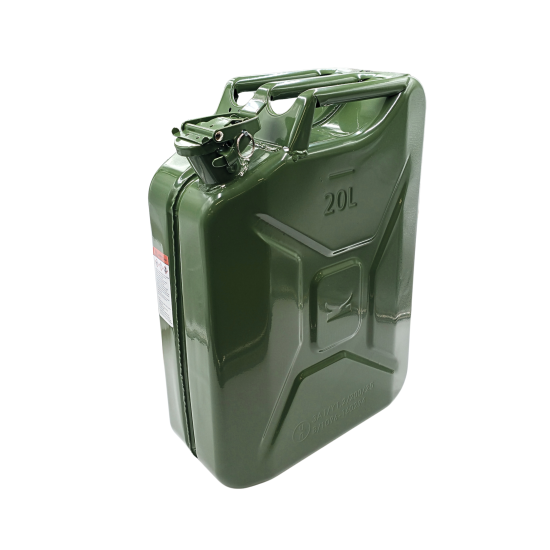 Kraftstoffkanister 20L Metall – Benzinkanister Olivgrün RAL 6003 robust und auslaufsicher – UN zertifiziert