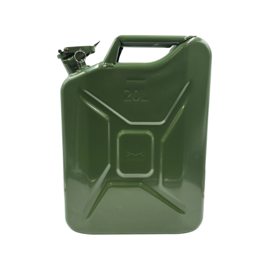 Preview: Kraftstoffkanister 20L Metall – Benzinkanister Olivgrün RAL 6003 robust und auslaufsicher – UN zertifiziert