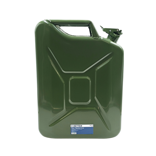 Kraftstoffkanister 20L Metall – Benzinkanister Olivgrün RAL 6003 robust und auslaufsicher – UN zertifiziert