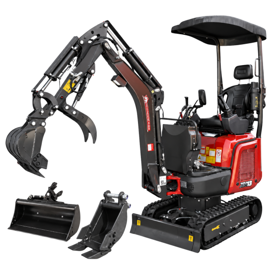Rhinoceros XN13 Pro Diesel 1.3 t Minibagger - 14 PS, 3 Zylinder mit Kubota D722 Dieselmotor und Lastdruck-Meldesystem