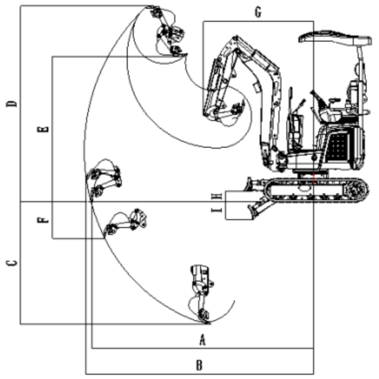 Rhinoceros XN13 Pro Diesel 1.3 t Minibagger - 14 PS, 3 Zylinder mit Kubota D722 Dieselmotor und Lastdruck-Meldesystem