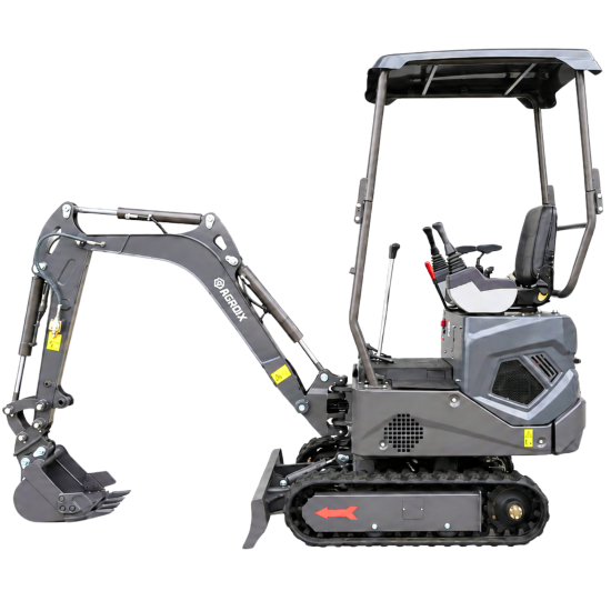 NEU Mini-Bagger AGROX OX-12 - 10 PS, 1 Zylinder KOOP Motor inkl. Schaufelpaket - 380 mm, Schnellwechsler, Hydraulischen Daumen Greifer