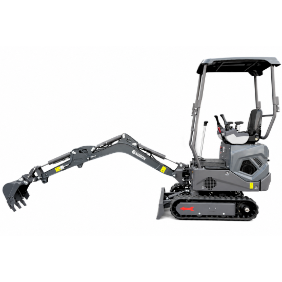 Preview: NEU Mini-Bagger AGROX OX-12 - 10 PS, 1 Zylinder KOOP Motor inkl. Schaufelpaket - 380 mm, Schnellwechsler, Hydraulischen Daumen Greifer