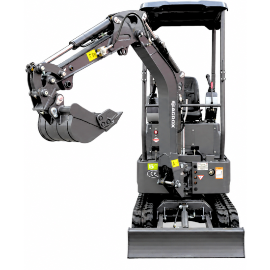 Preview: NEU Mini-Bagger AGROX OX-12 - 10 PS, 1 Zylinder KOOP Motor inkl. Schaufelpaket - 380 mm, Schnellwechsler, Hydraulischen Daumen Greifer