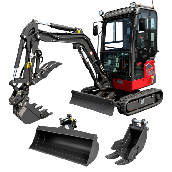 Rhinoceros XN20B Diesel Minibagger mit Kabine und Kubota Motor 18 PS - 3 Zylinder Motor