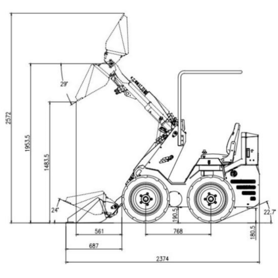 Kompaktlader hydraulisch 12 PS luftgekühlt - Diesel Hoflader inkl. Schaufel | STARK L360S