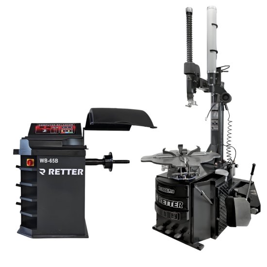 RETTER Profi Reifenmontiermaschine 380V RT-706A Pro mit Schwingarm und 2 Stufig & Wuchtmaschine WB-65B | Reifenservice SET