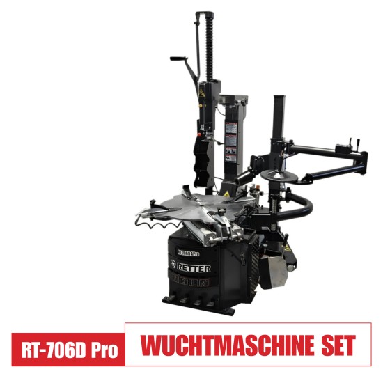 Montiermaschine RT-706D Pro mit Booster System, 2 Geschwindigkeiten und Felgenspannung bis 28 Zoll inkl. Luftbooster | RETTER