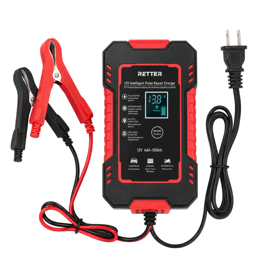 RETTER 12V 6A KFZ Batterieladegerät – vollautomatisch mit Reparaturmodus und LCD