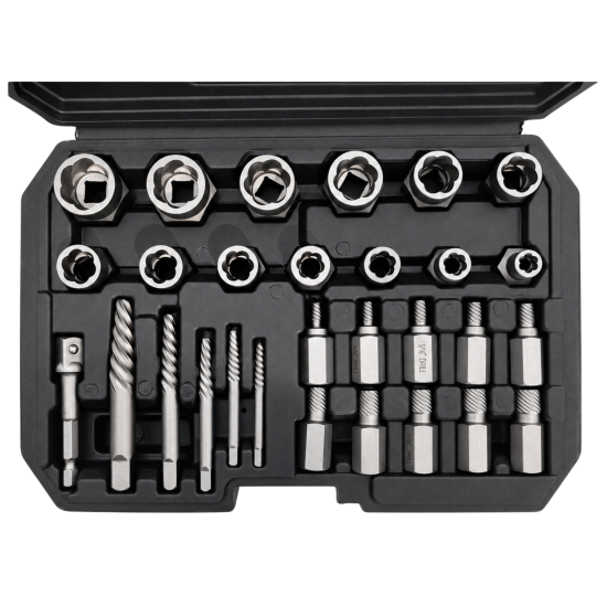 RETTER 40-tlg. Schrauben-Ausdreher-Set - Schrauben-, Bolzen- & Muttern-Entferner mit HSS-Bohrern, Spiral-Ausdrehern und Stecknuss-Ausdrehern im Koffer