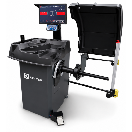 Preview: RETTER CB76P Wuchtmaschine mit Laseranzeige, LED-Beleuchtung, automatischer Messung und Motorradmodus